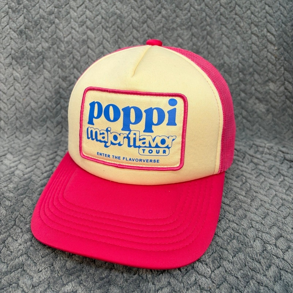 Poppi Major Flavor Tour Trucker Hat Pink Cream Snapback Fayetteville Cap 0925